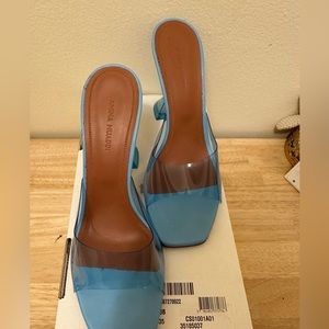 Amina muaddi PVC Lupita slide sandal light blue size 38
